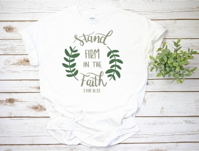 Stand Firm In The Faith Wreath White Tee