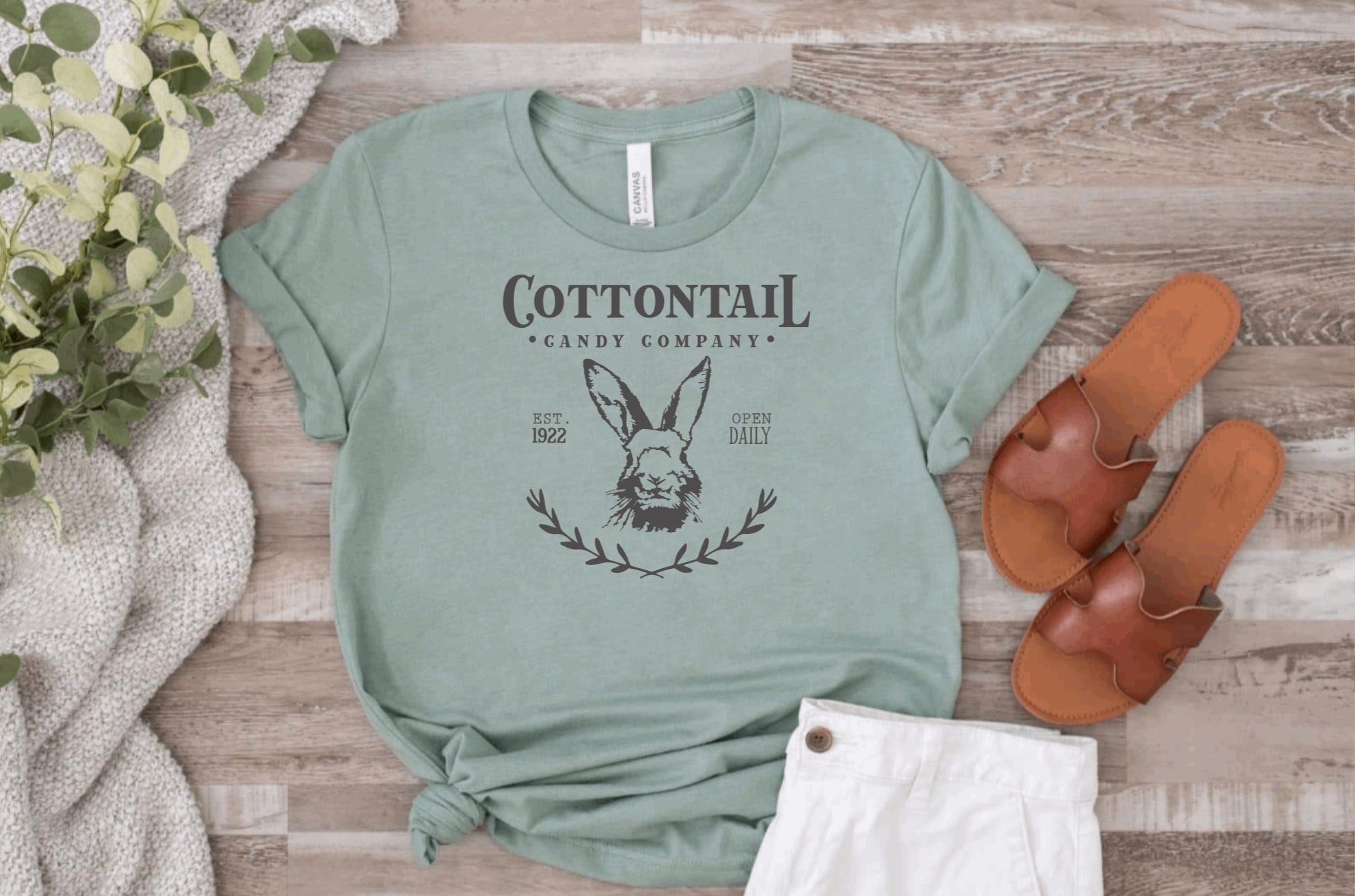 Cottontail Candy Company Dusty Blue Easter Tee