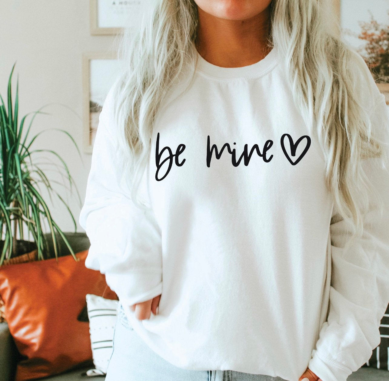 Be Mine Valentine White Crewneck