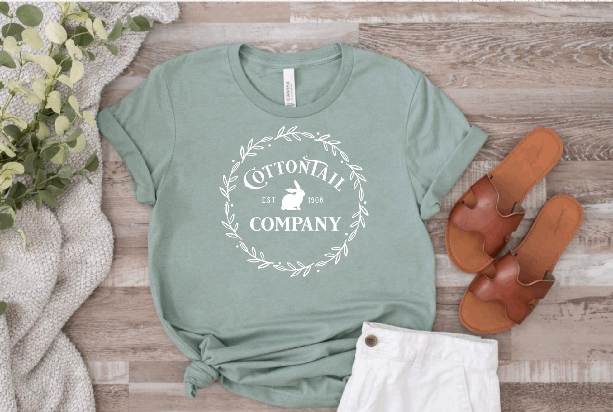 Cotton Tail Easter Bunny Dusty Blue Tee