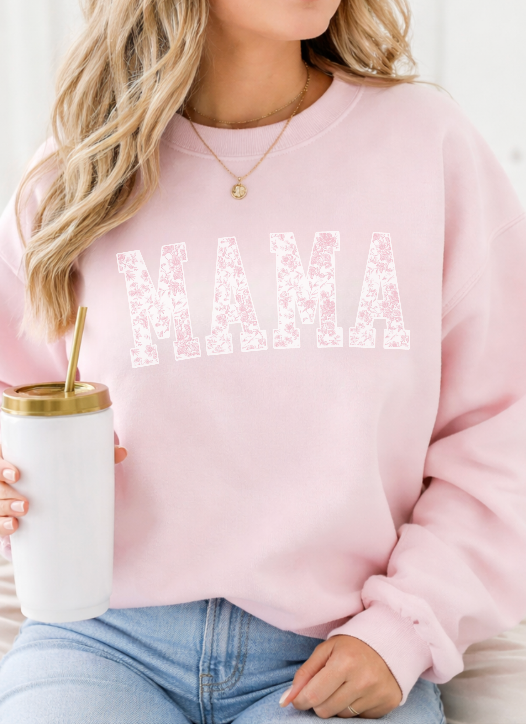 Mama Light Pink Pastel Floral Crewneck | Cozy Mom Sweatshirt | Trendy Floral Mama Pullover | Gift for Moms