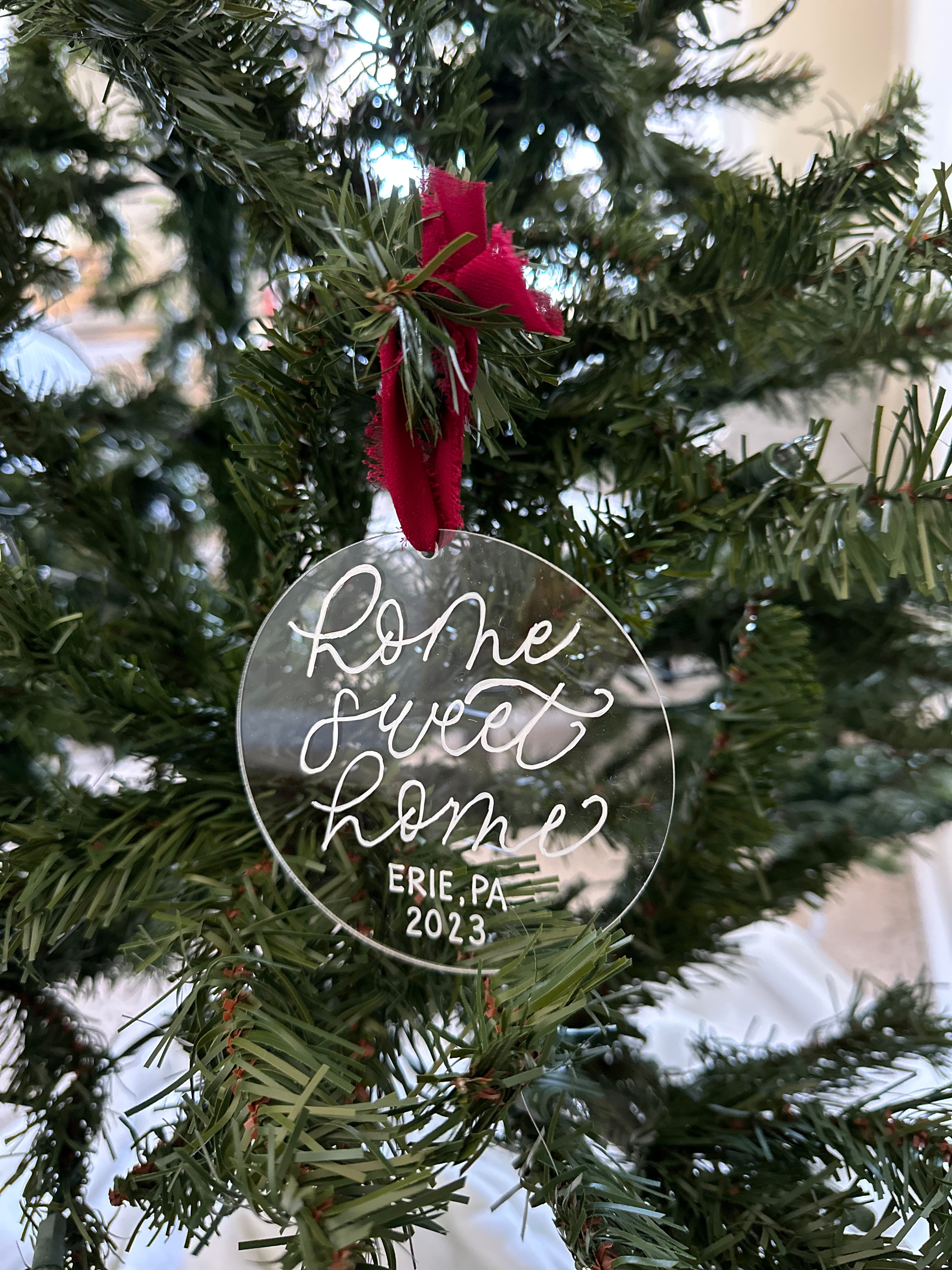 Home Sweet Home Personalized Acrylic Christmas Ornament