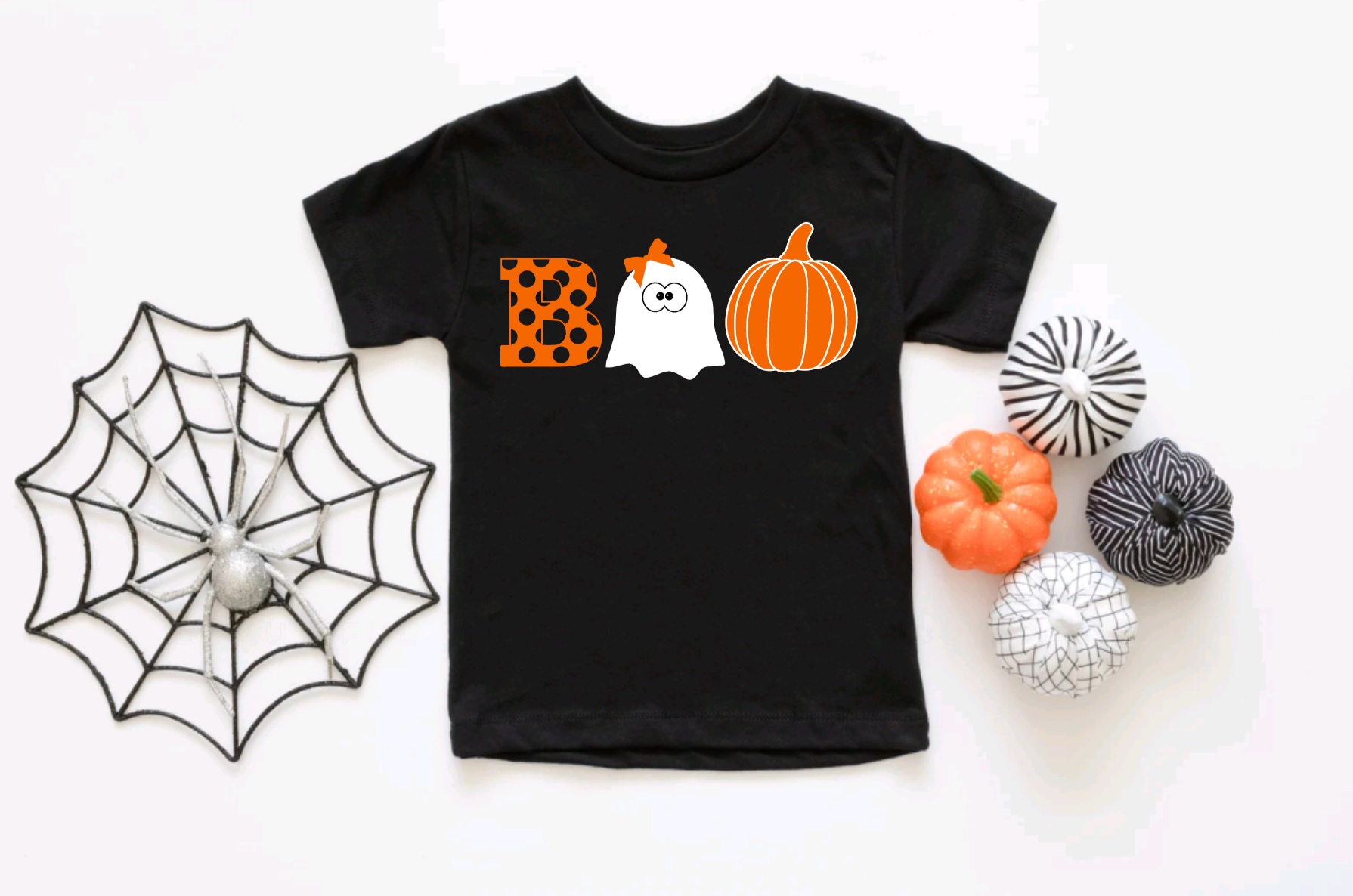 Boo Ghost Pumpkin Halloween Black Shirt for Toddlers