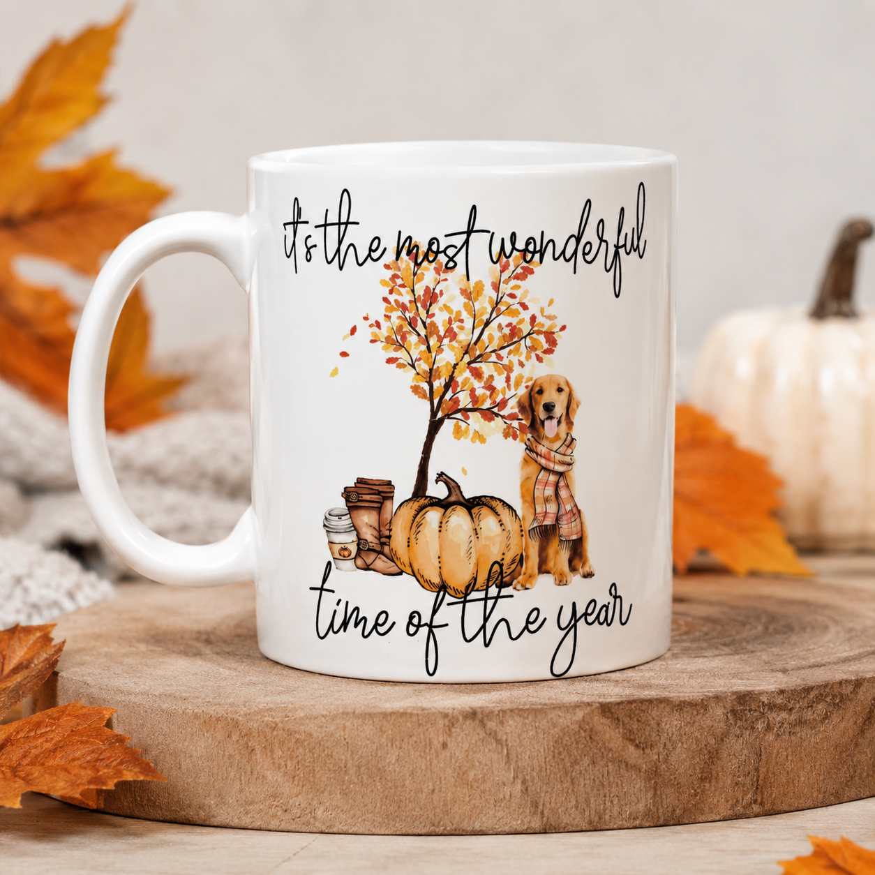 It’s The Most Wonderful Time of The Year Fall Golden Retriever Dog Mug