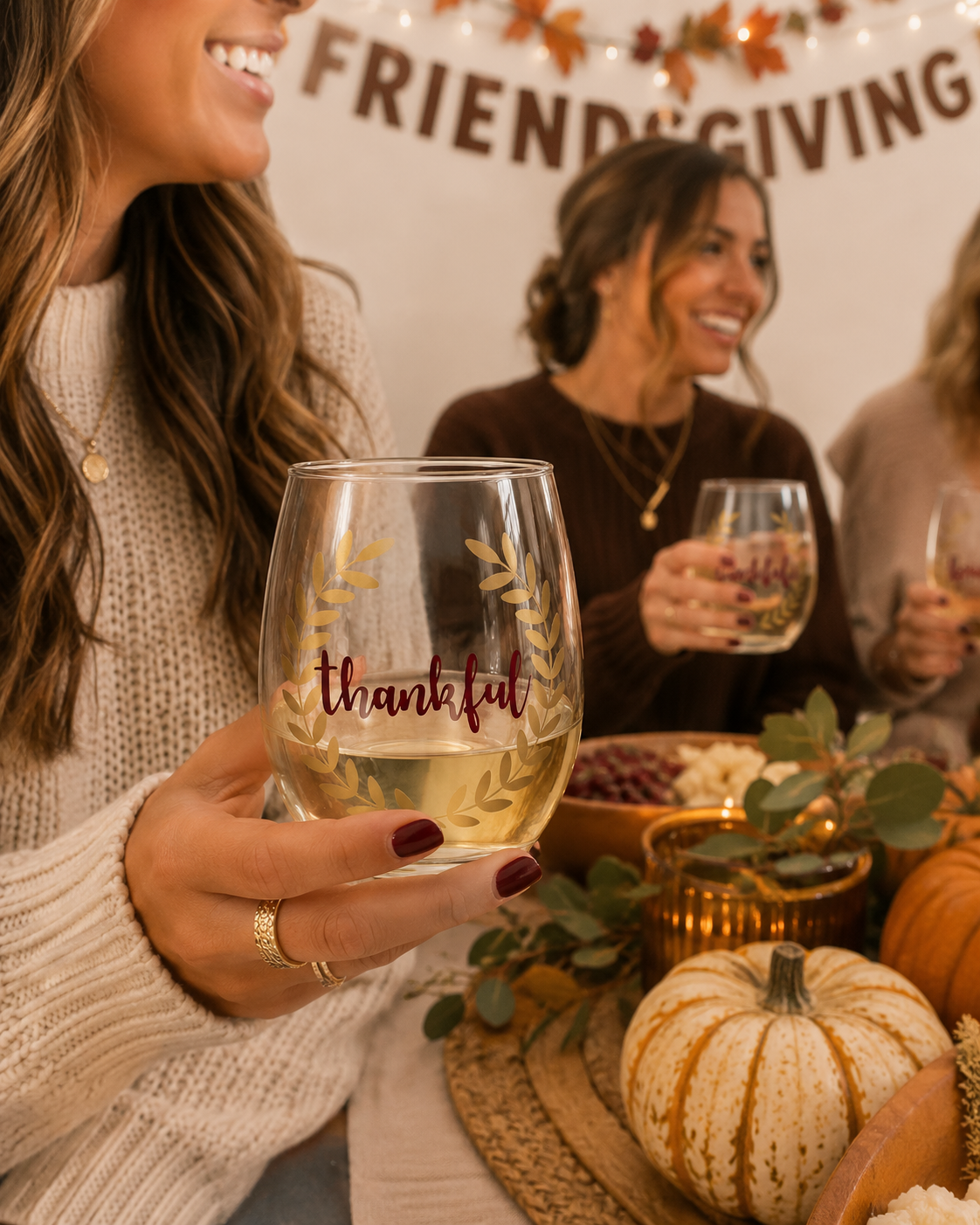 Thankful 12 oz Stemless Wine Glass