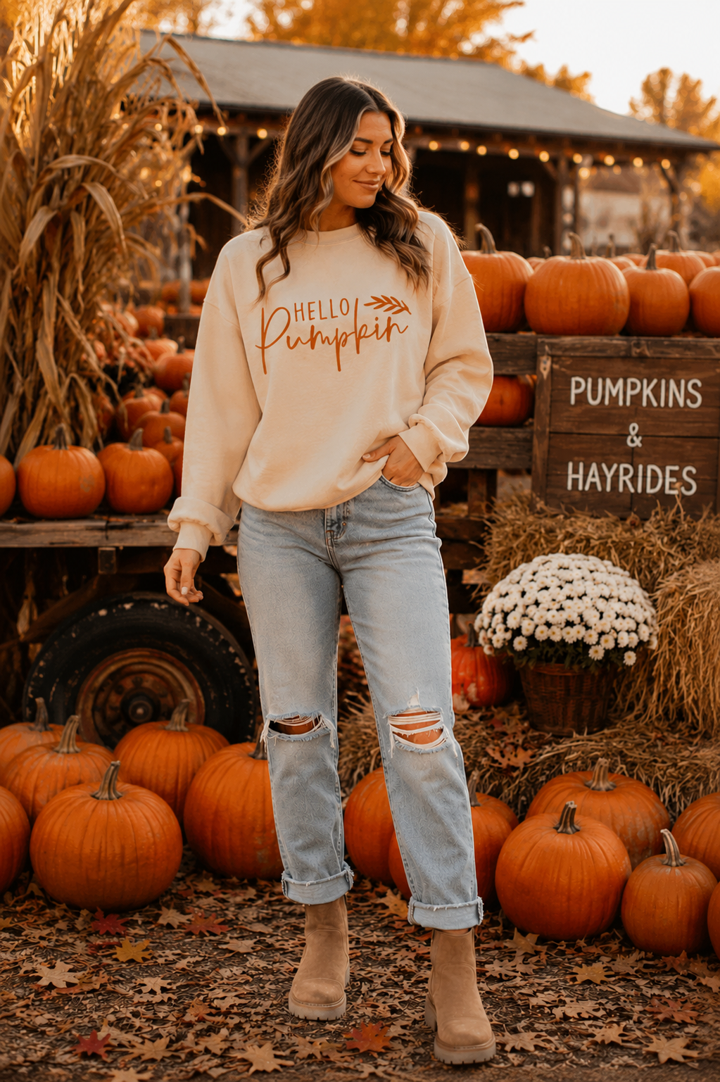 Hello Pumpkin Cream Crewneck