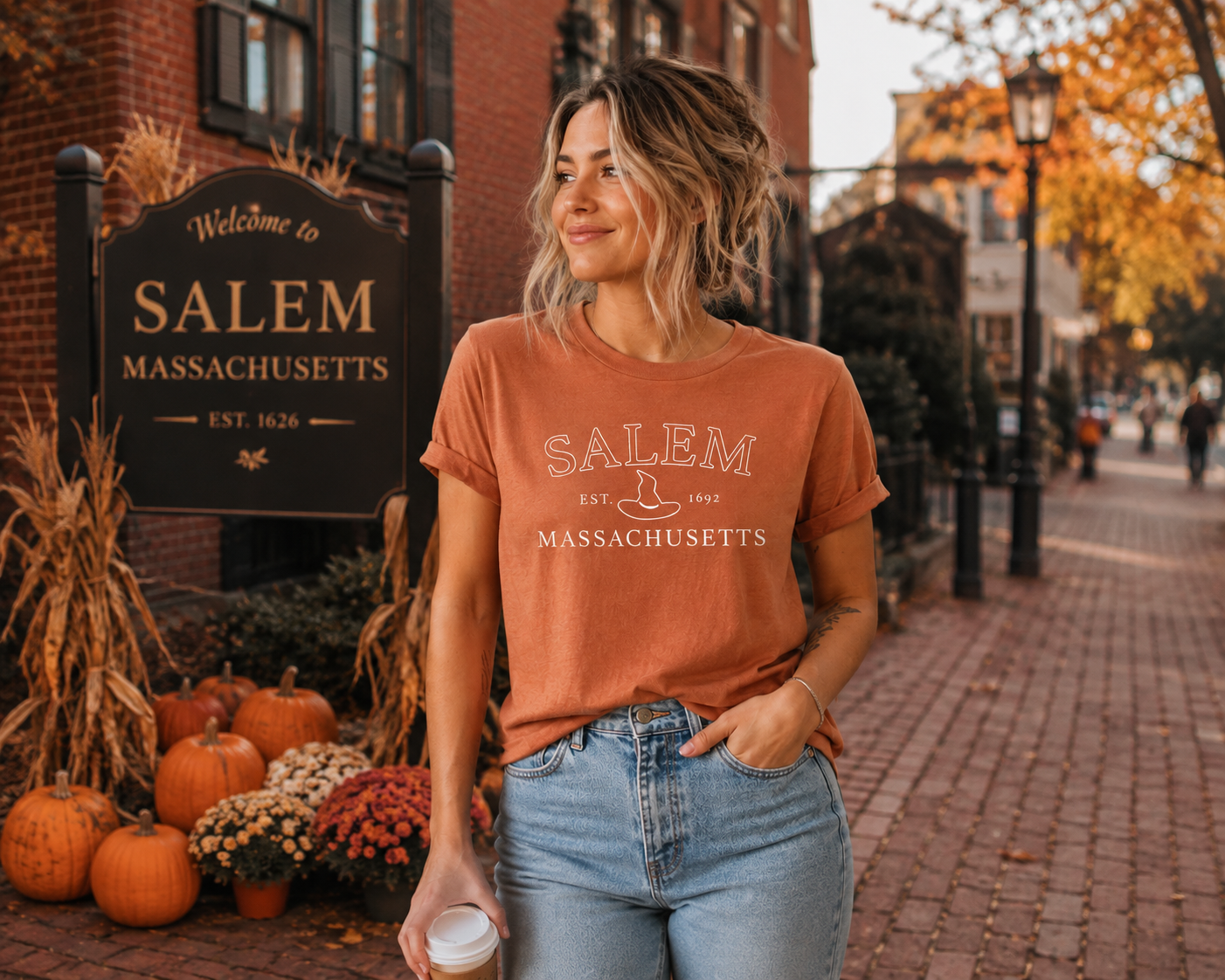 Salem, MA Witches Halloween Burnt Orange Comfort Colors T-Shirt