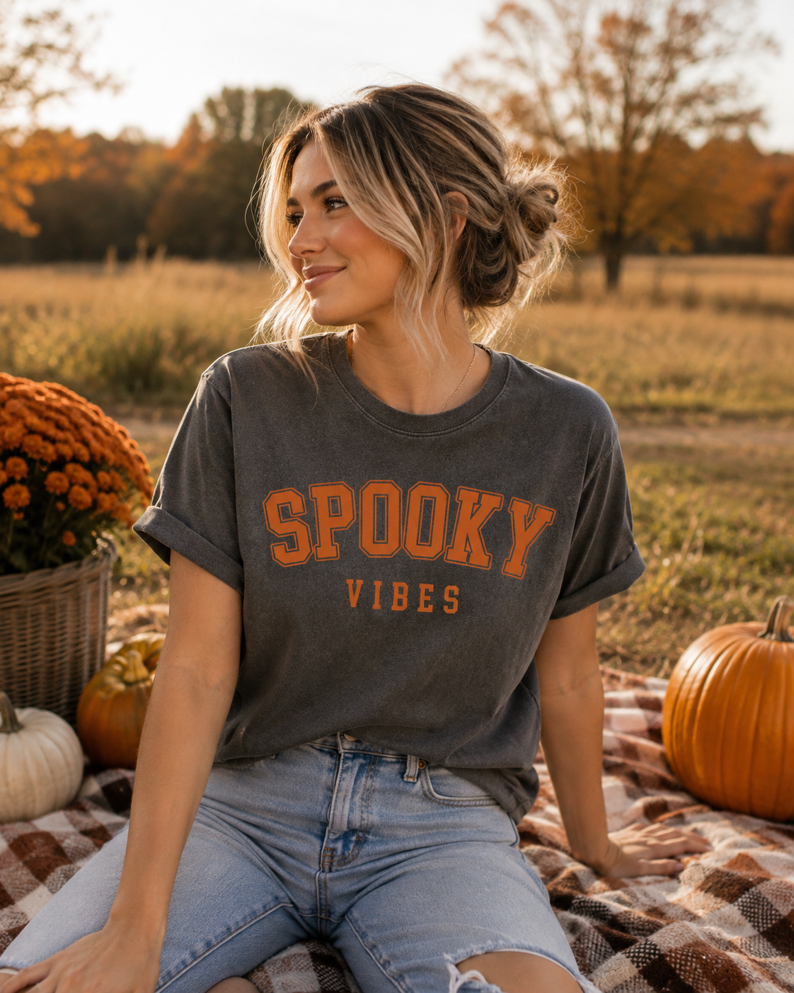 Spooky Vibes Comfy Grey Comfort Colors Shirt