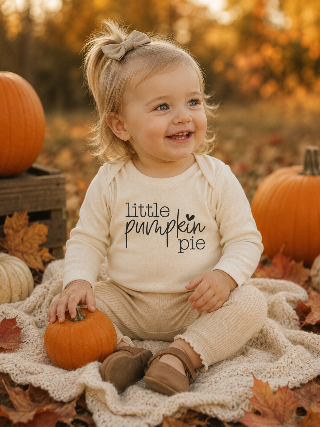 Little Pumpkin Pie Neutral Fall Outfit – Cute Thanksgiving Outfit for Kids
