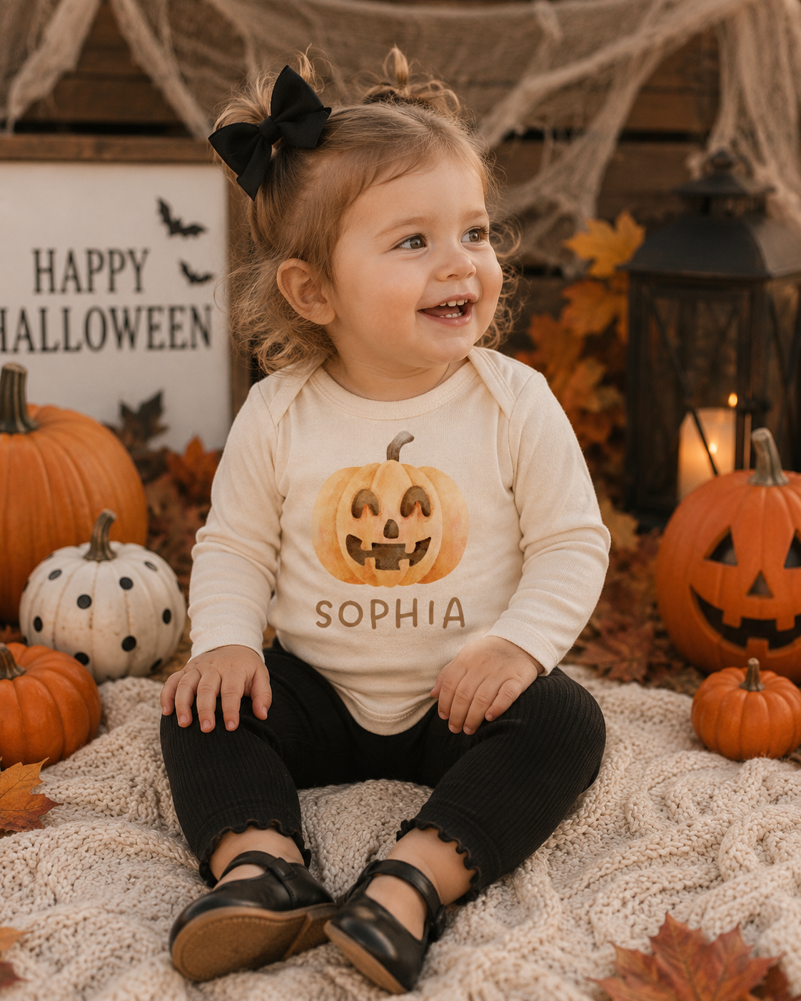 Personalized Halloween Jack-o’-Lantern Outfit for Kids – Custom Pumpkin Outfit