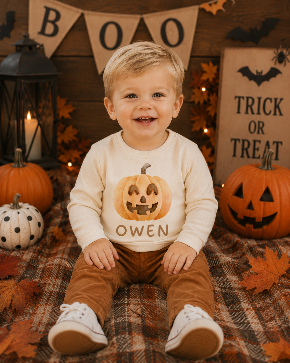 Personalized Halloween Jack-o’-Lantern Outfit for Kids – Custom Pumpkin Outfit