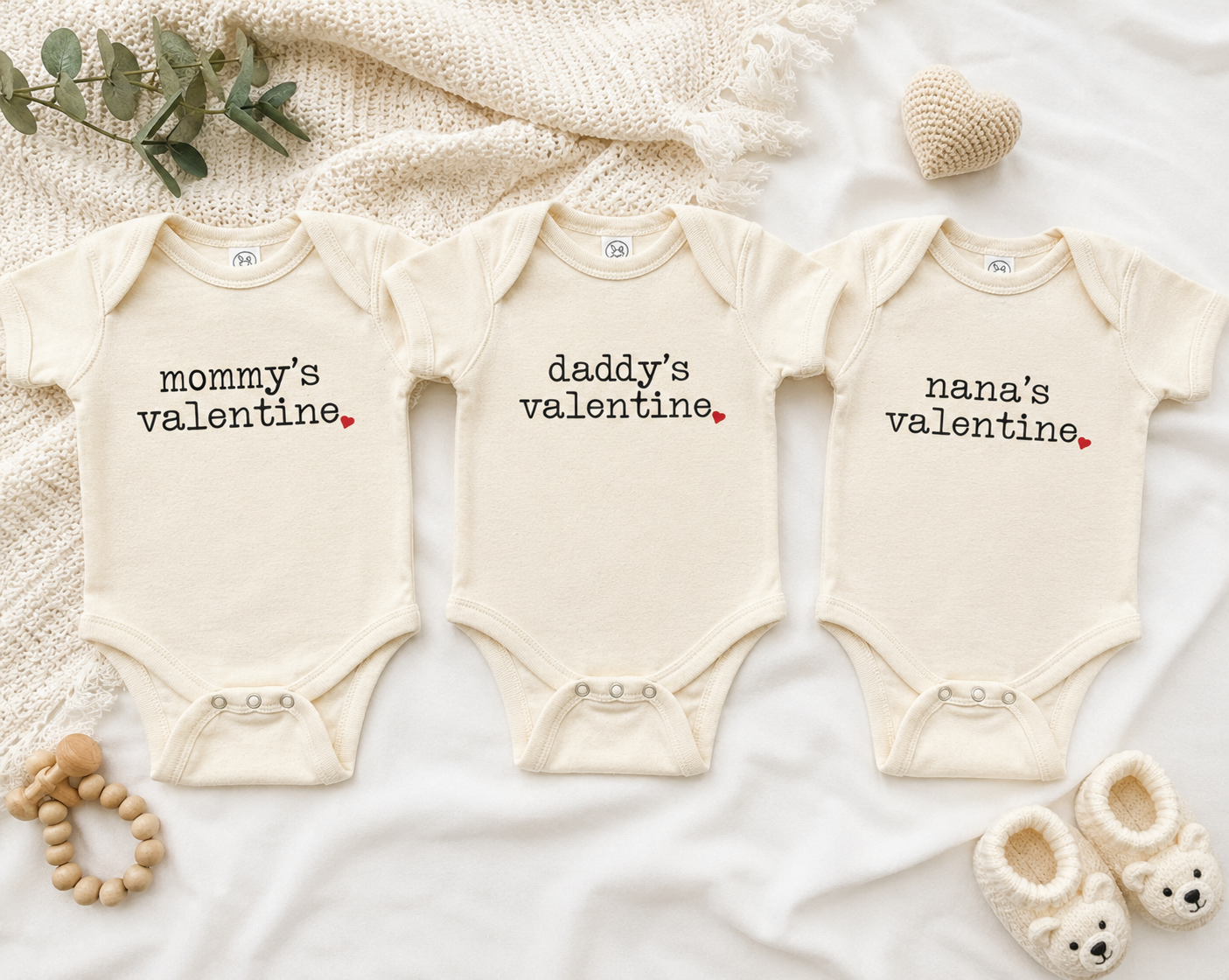 Valentine Baby Bodysuit | Mommy's Valentine Baby Outfit | Daddy's Valentine | Nana's Valentine | Auntie's Valentine | Baby's First Valentine