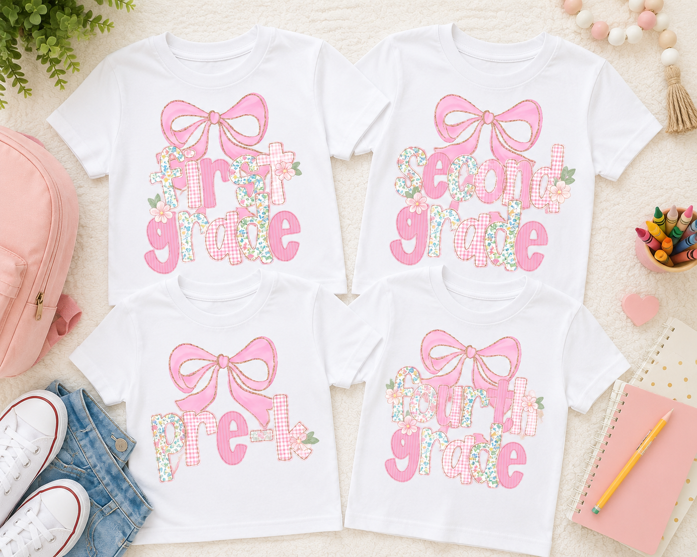 First Grade Shirt for Girls | Back to School Bow Shirt | First Grade Floral Shirt | Cute First Day of School Tee | Teacher Approved Outfit