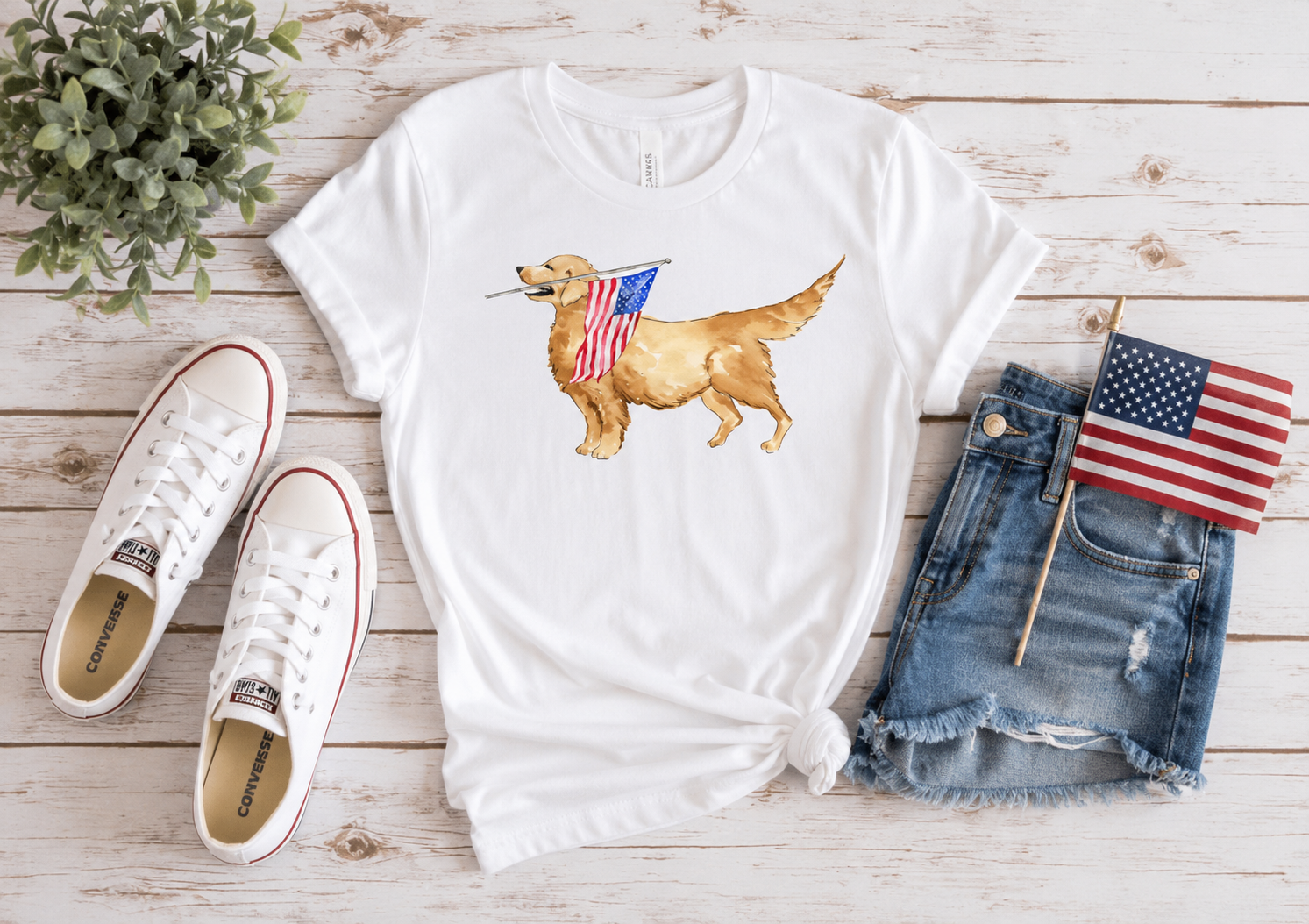 Patriotic Golden Retriever Shirt, Fourth of July Dog Shirt, Americana Dog Lover Tee, USA Puppy Graphic Shirt