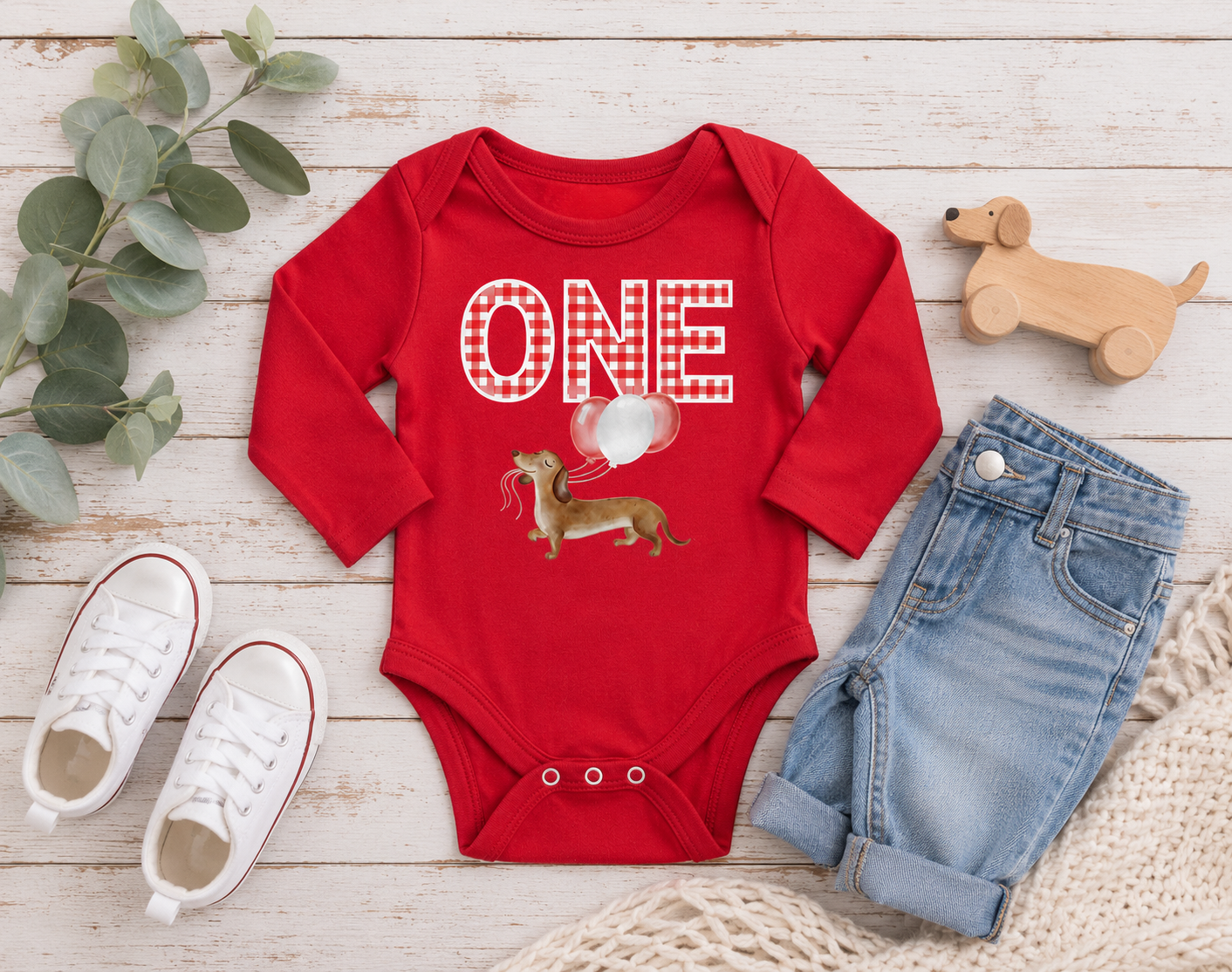 First Birthday Puppy Onesie, Dachshund First Birthday Outfit, Puppy Party Birthday Bodysuit, ONE Birthday Onesie, A Weenie Bit Older Outfit