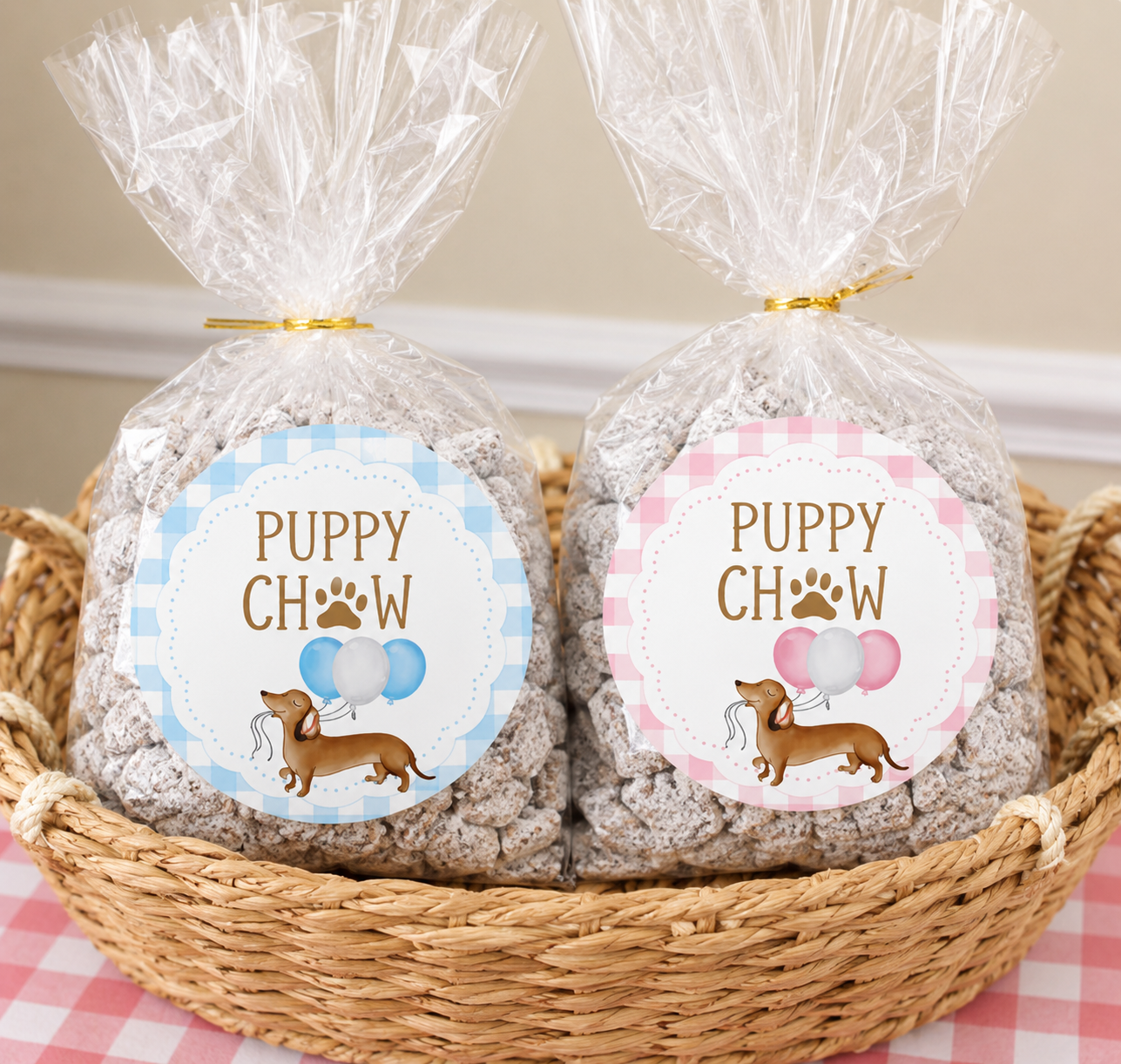 A Weenie Older Birthday Puppy Chow Adhesive Stickers, Dachshund Themed Birthday Party Stickers