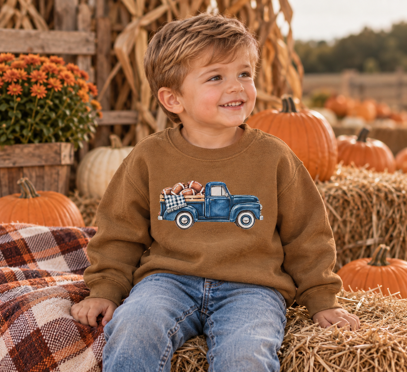Football Truck Shirt for Boys | Vintage Football Shirt | Fall Football Outfit | Toddler Boy Football Shirt | Game Day Kids Shirt | Brown Tee