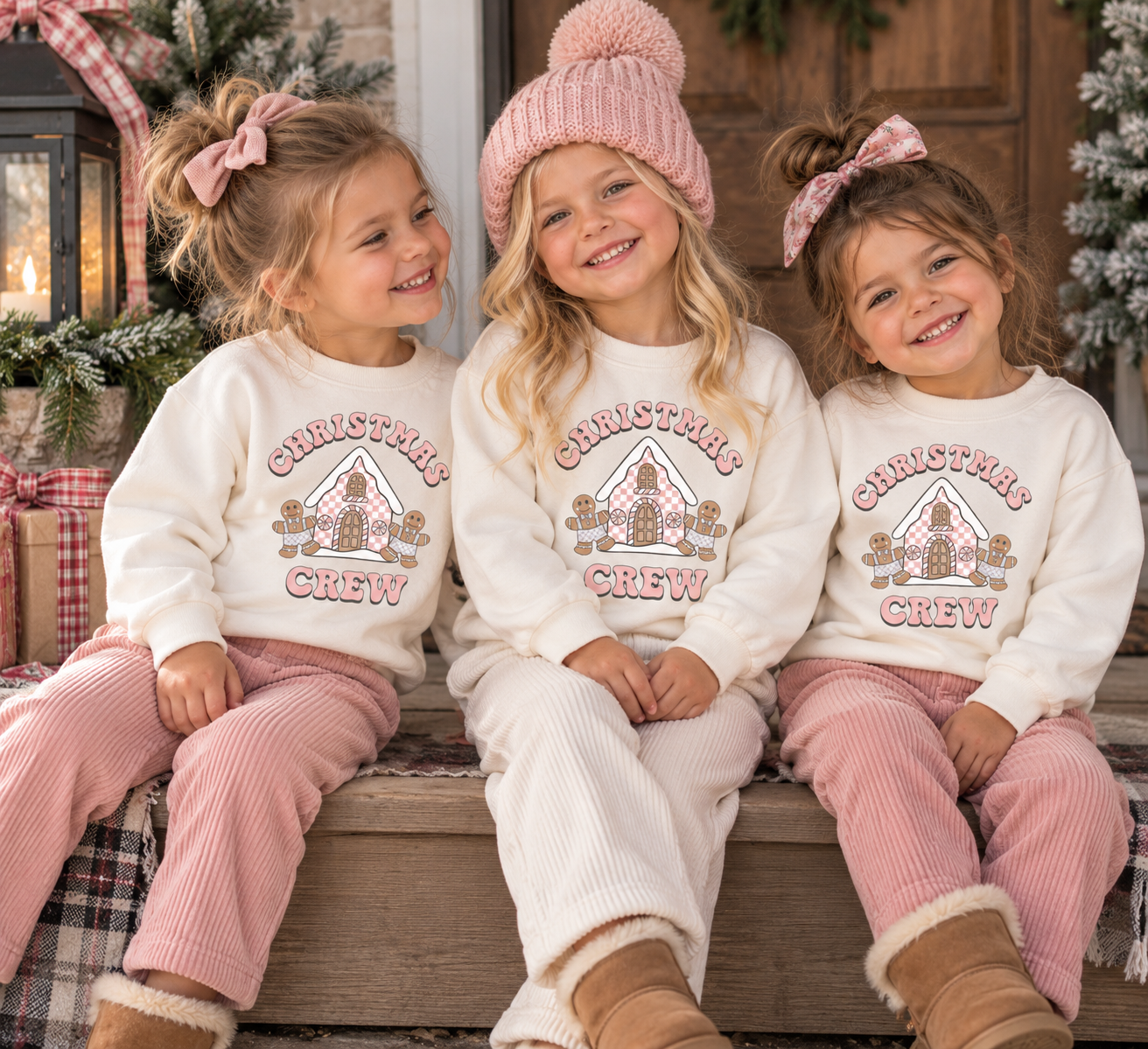 Matching Family Christmas Crew Gingerbread House White Outfits
