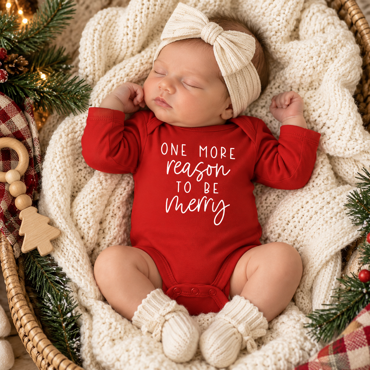 One More Reason To Be Merry Red Vintage Christmas Bodysuit – Baby Holiday Outfit