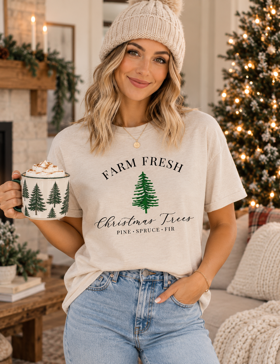 Farm Fresh Christmas Tree Tan Shirt