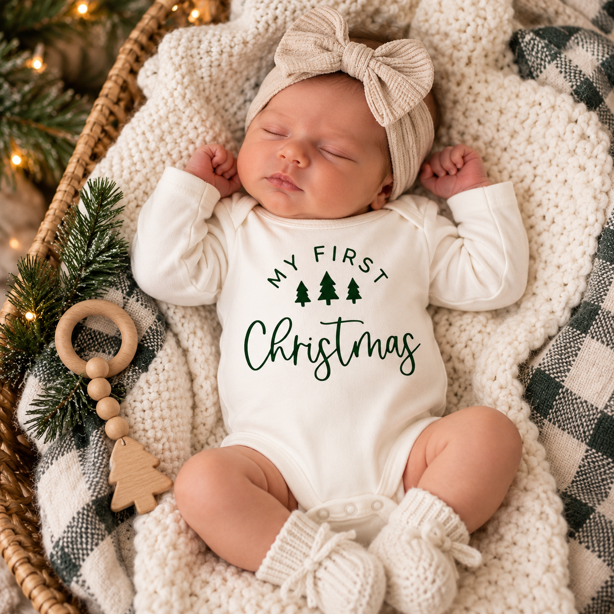 My First Christmas White Bodysuit for Babies – Newborn Holiday Outfit