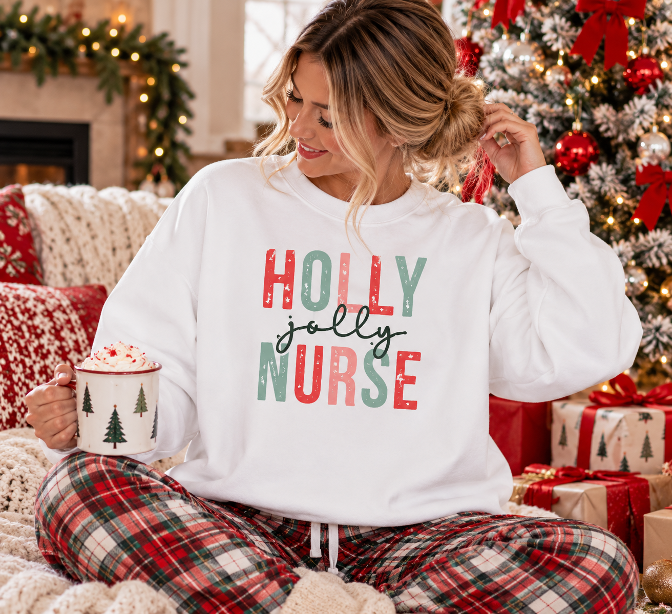 Holy Jolly Nurse Sweatshirt | Christmas Nurse Shirt | Nurse Christmas Sweatshirt | Holiday Nurse Gift | Christmas Healthcare Worker Shirt