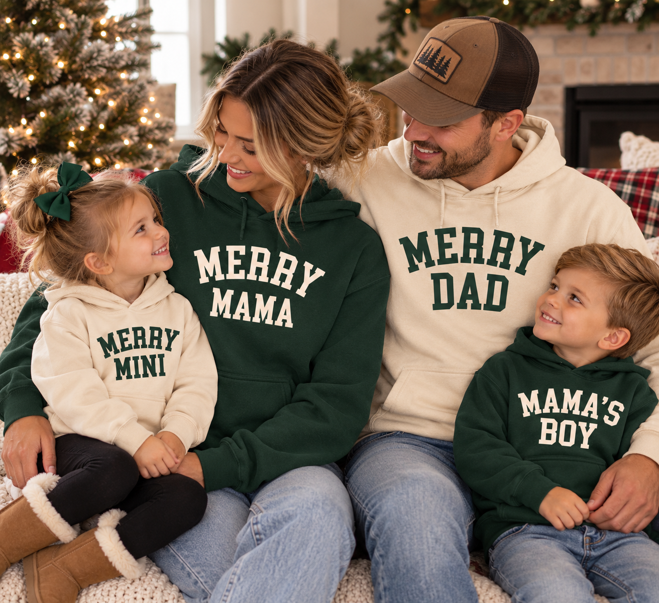 Matching Christmas Family Sweatshirts | Merry Mama Merry Dad Merry Mini | Christmas Family Outfits | Mama's Boy Hoodie | Matching Holiday Shirts