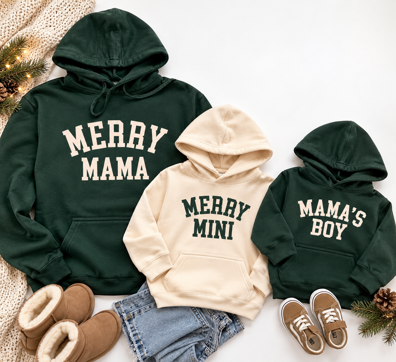 Matching Christmas Family Sweatshirts | Merry Mama Merry Dad Merry Mini | Christmas Family Outfits | Mama's Boy Hoodie | Matching Holiday Shirts