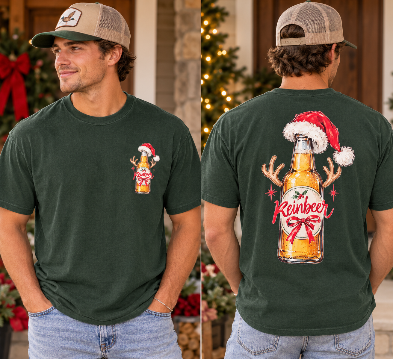 ReinBEER Dark Green Short Sleeve Shirt