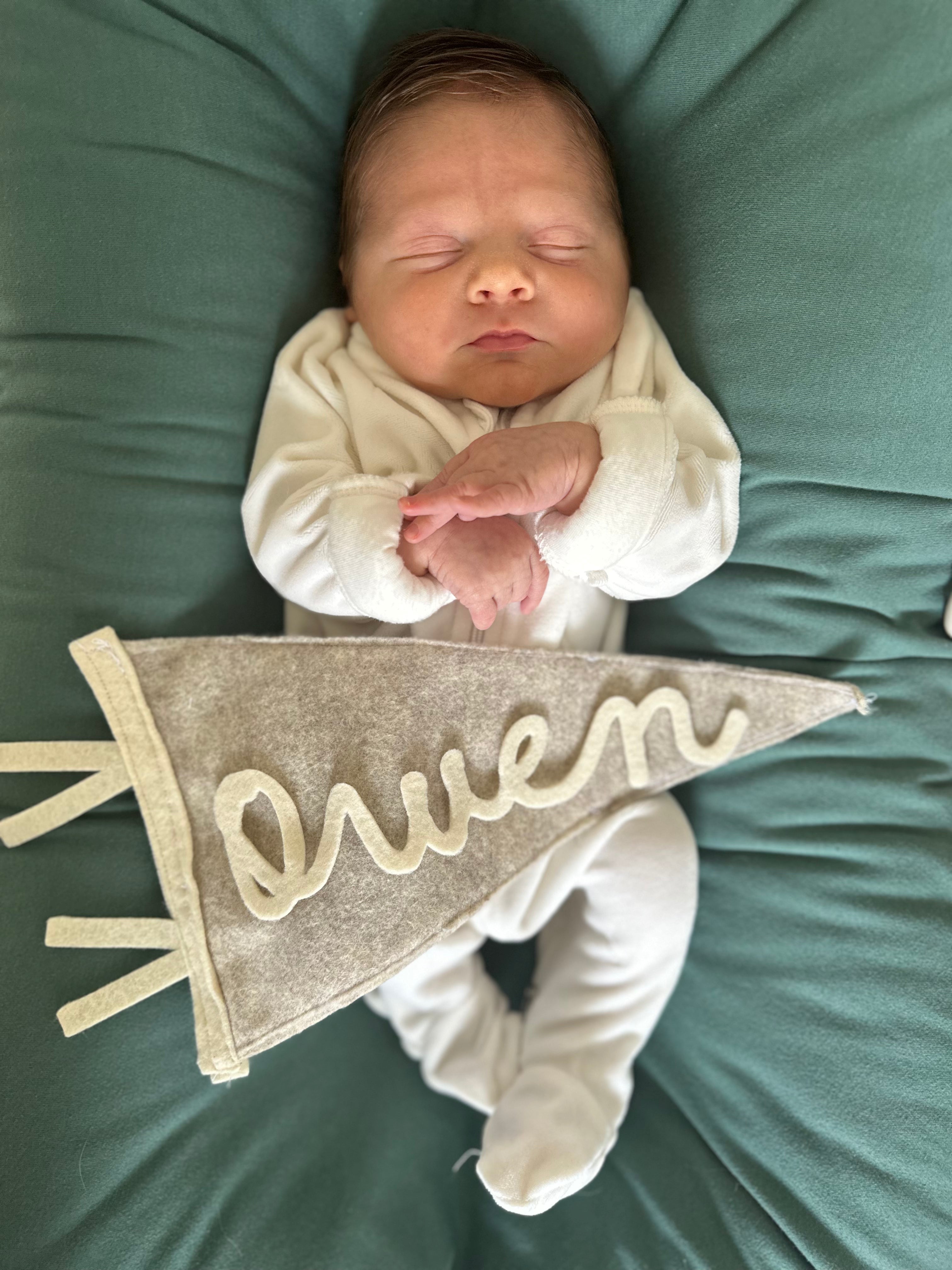 Custom Felt Name Pennant, Personalized Baby Gifts, Personalized Baby Announcements, Baby Announcement Ideas, Name Pennant