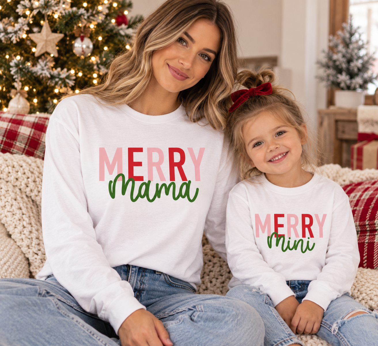 Matching Merry Mama & Merry Mini Christmas Tees – Mommy and Me Holiday Shirts