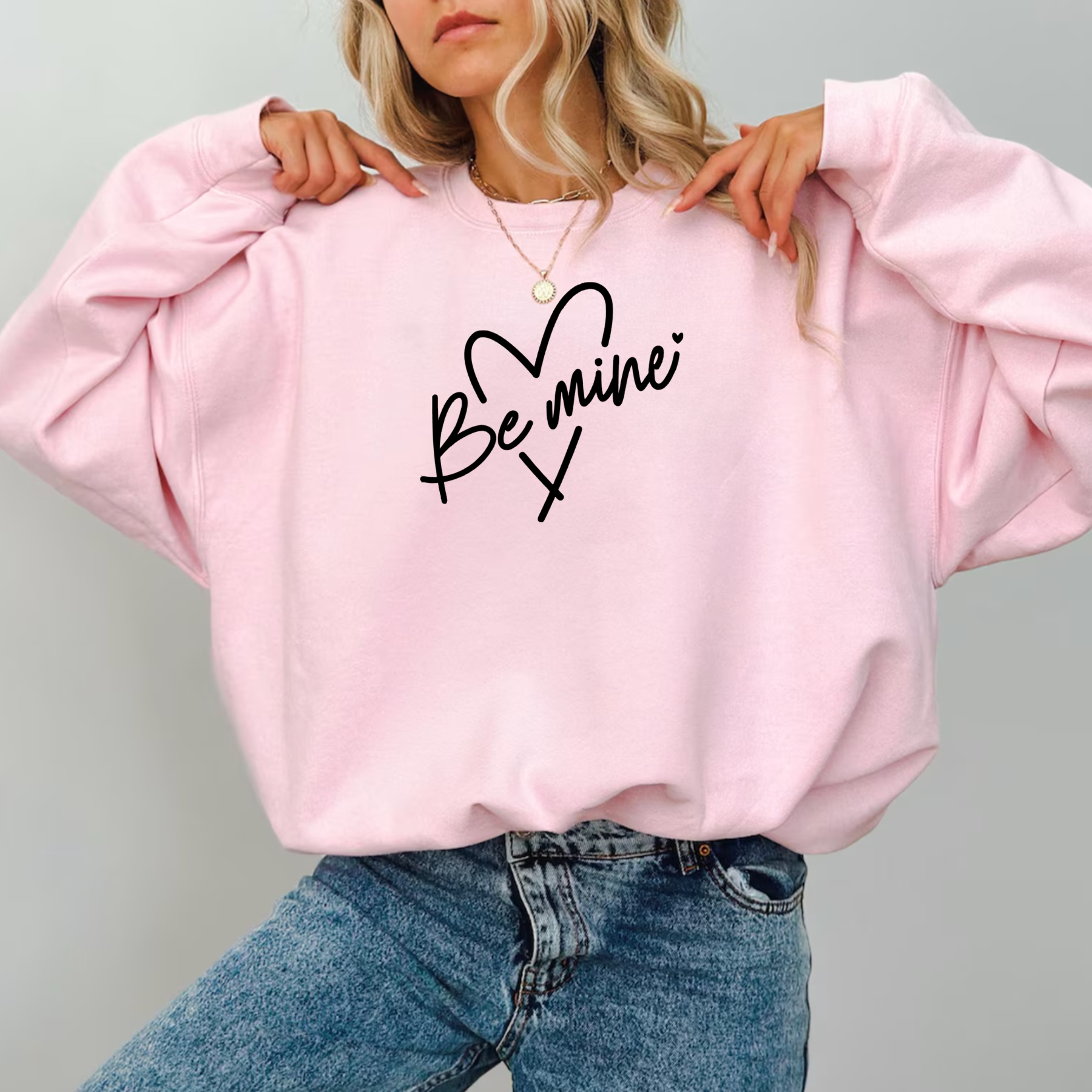 Be Mine Light Pink Valentine Crewneck