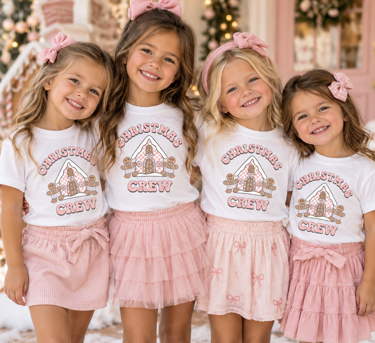 Matching Family Christmas Crew Gingerbread House White Outfits