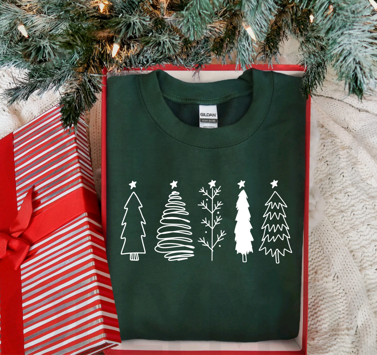 Simplistic Green Christmas Tree Crewneck