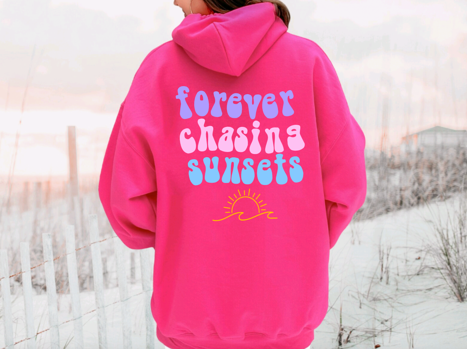 Forever Chasing Sunsets Hot Pink Hoodie
