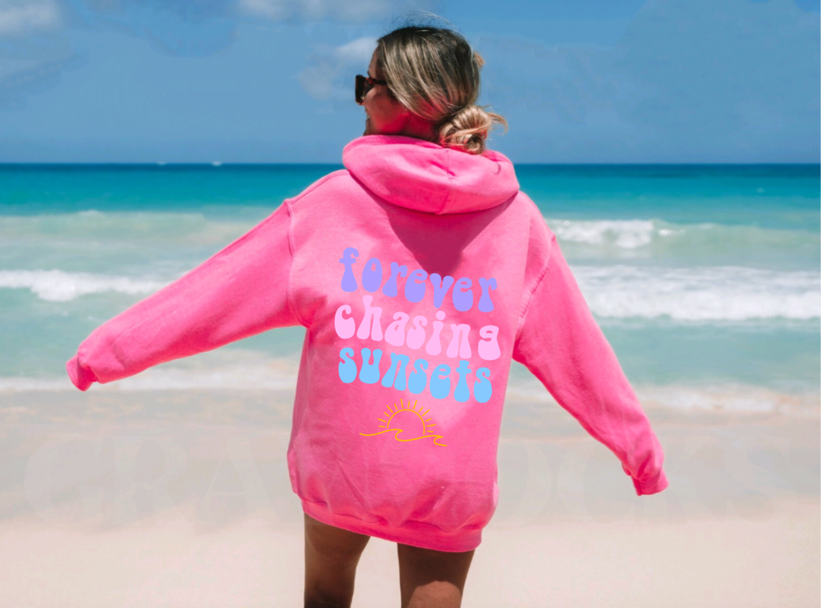 Forever Chasing Sunsets Hot Pink Hoodie