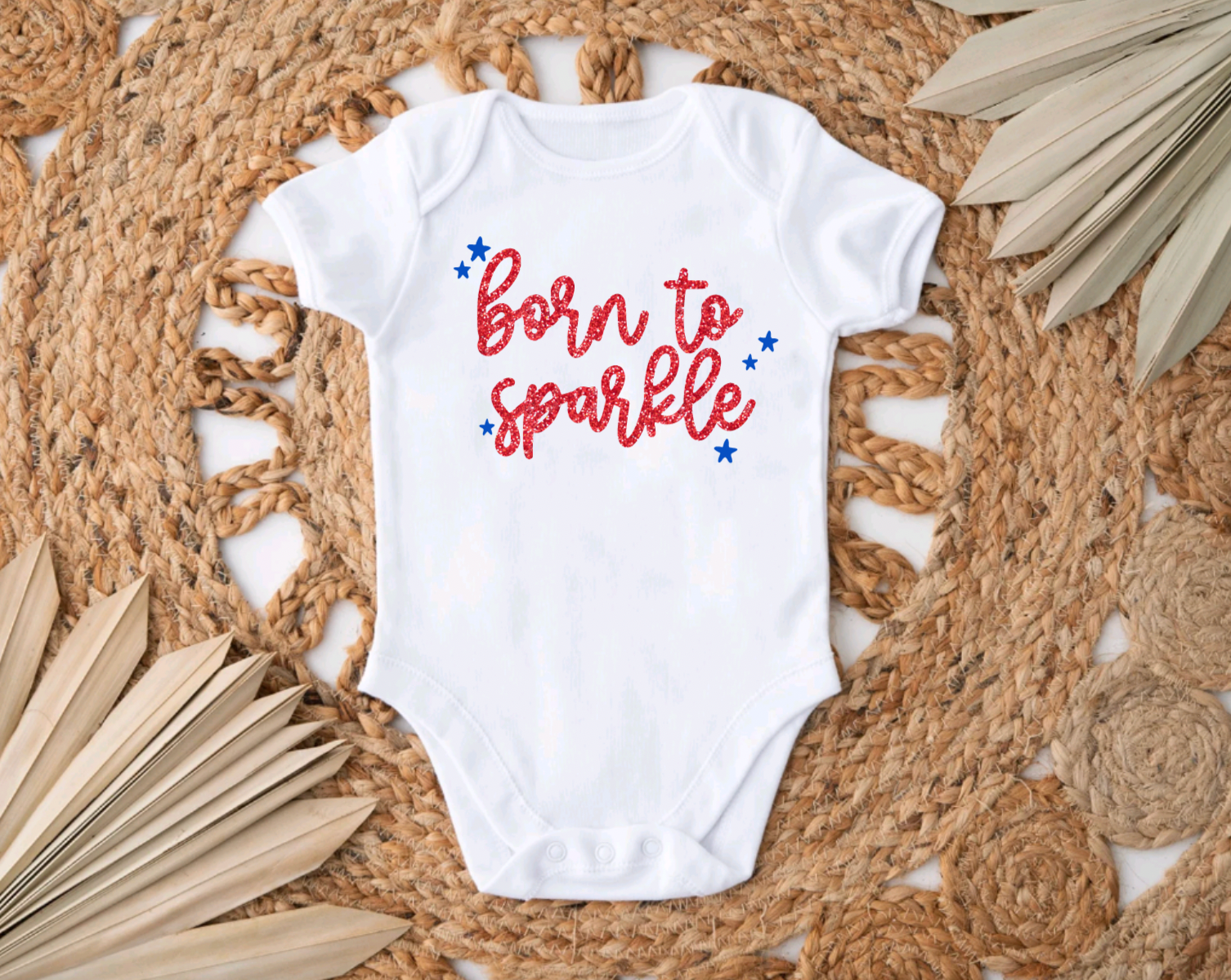 Born To Sparkle 4th of July White Tee