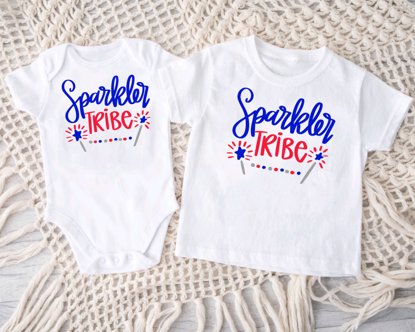Sparkler Tribe 4th of July Matching White Tees