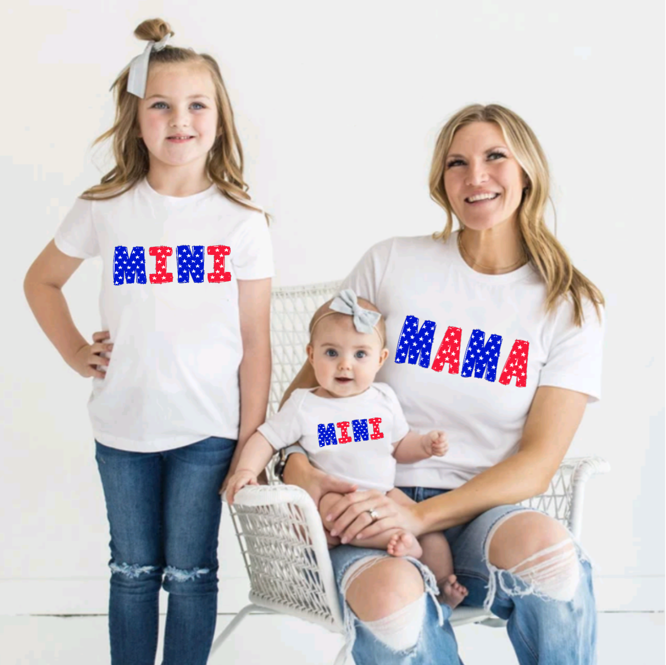 American Mama Mini Red White and Blue Matching Tees
