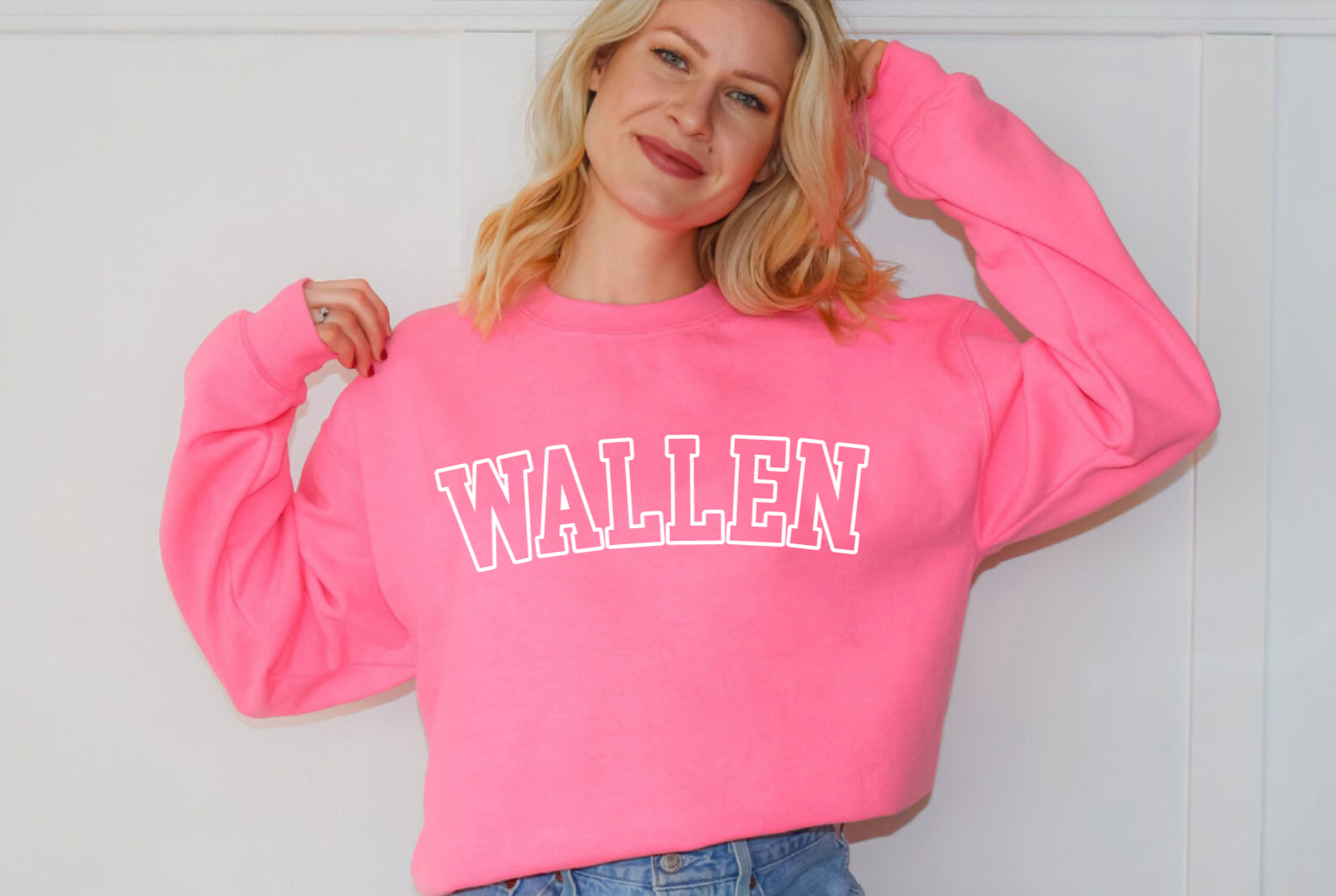 Neon Pink Country Music Crewneck