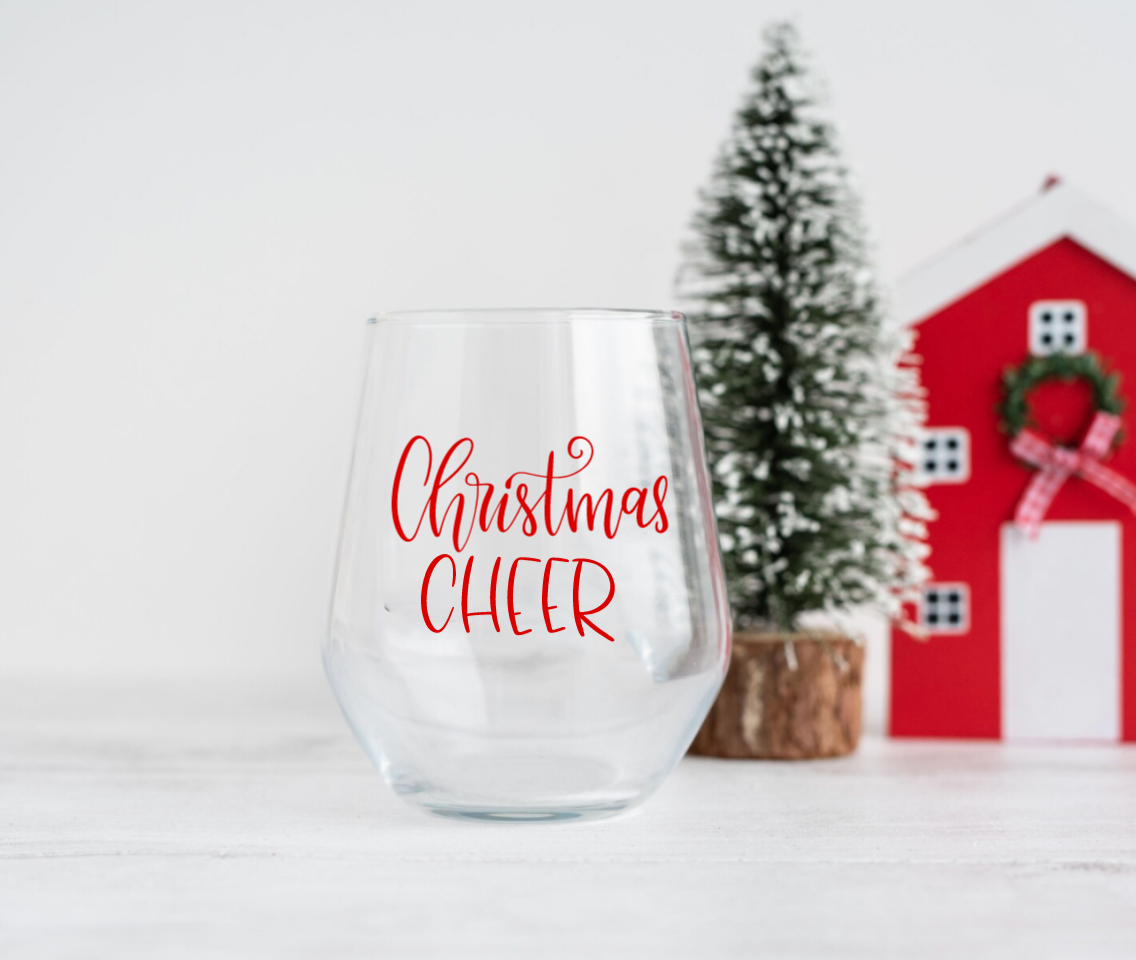 Christmas Cheer Stemless Wine Glass