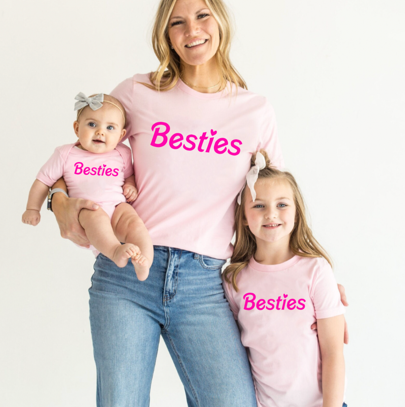 Besties Light Pink Matching T-Shirt Set