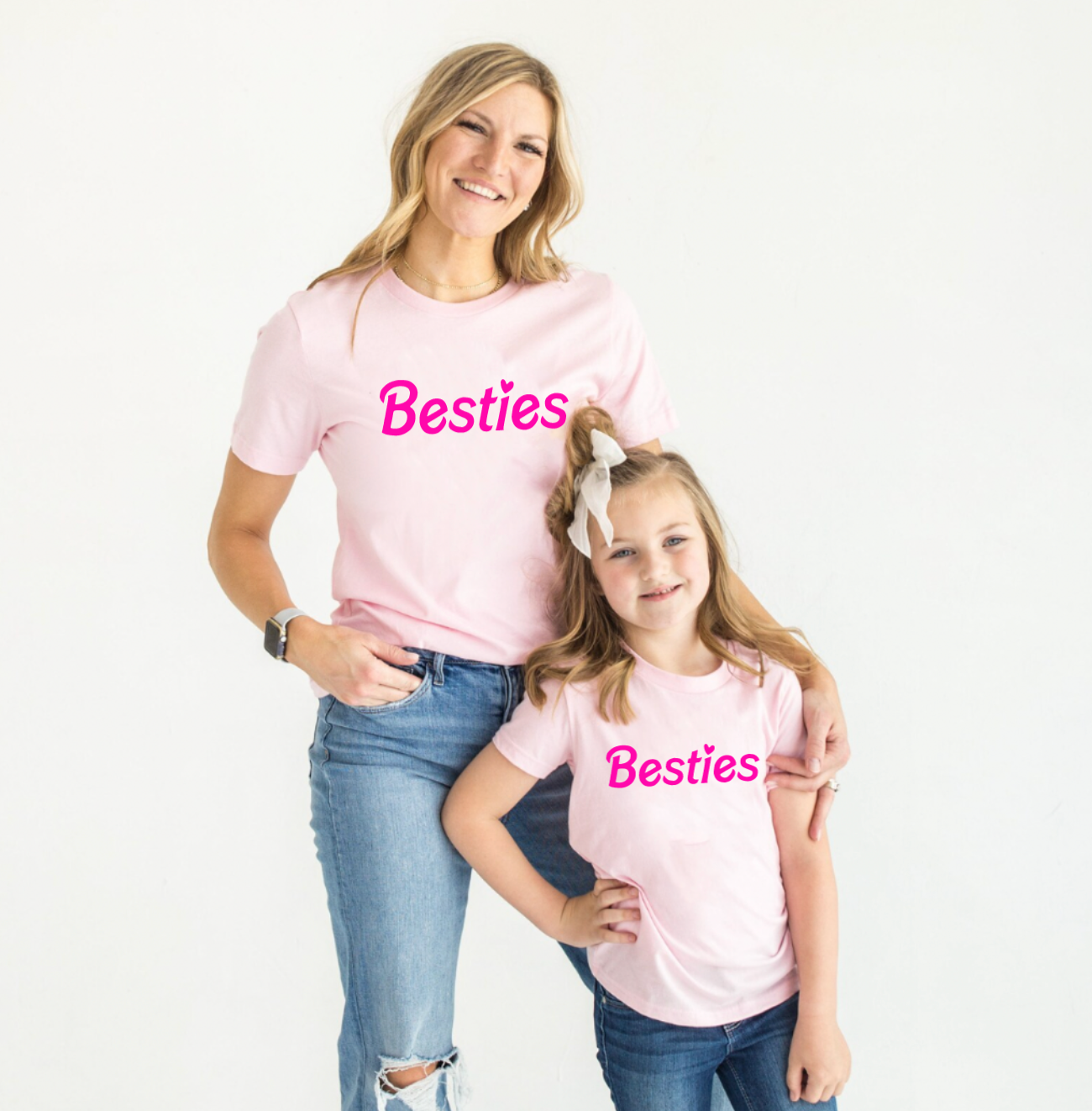 Besties Light Pink Matching T-Shirt Set