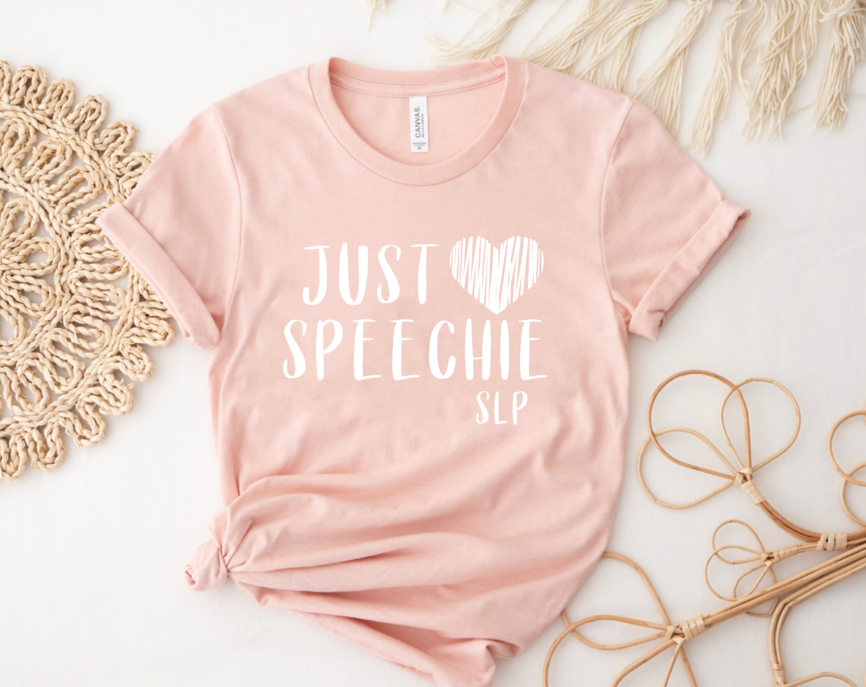 Just Speechie Speech Therapist Peach Tee