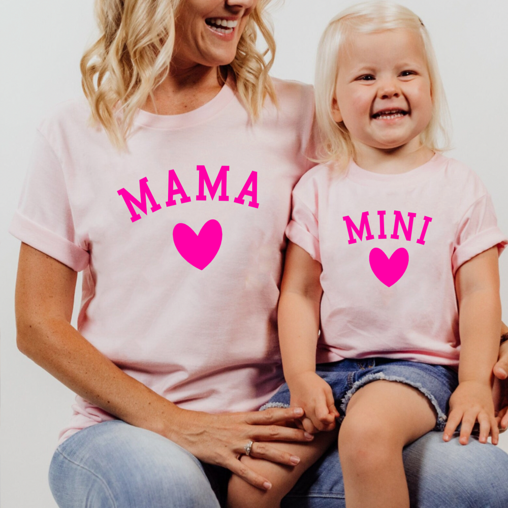 Mama and Mini Matching Light Pink and Hot Pink Tees | Simply Stitched ...