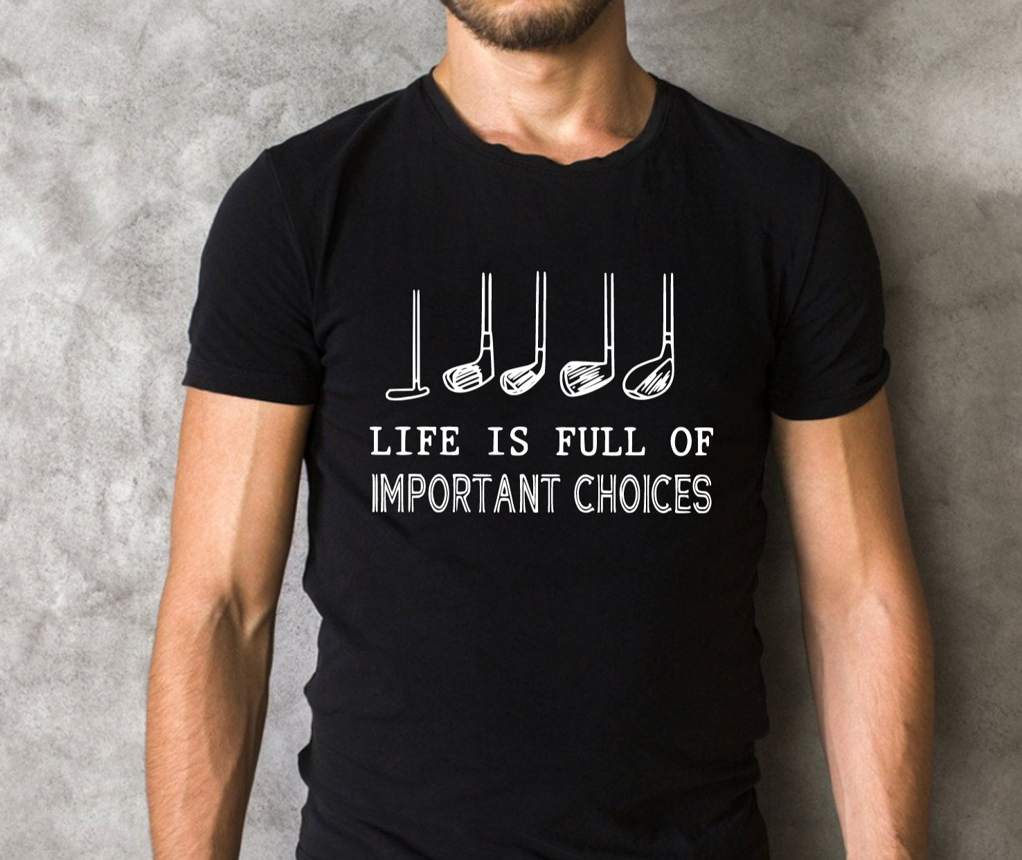 Life Is Full of Choices Black Golfing Tee