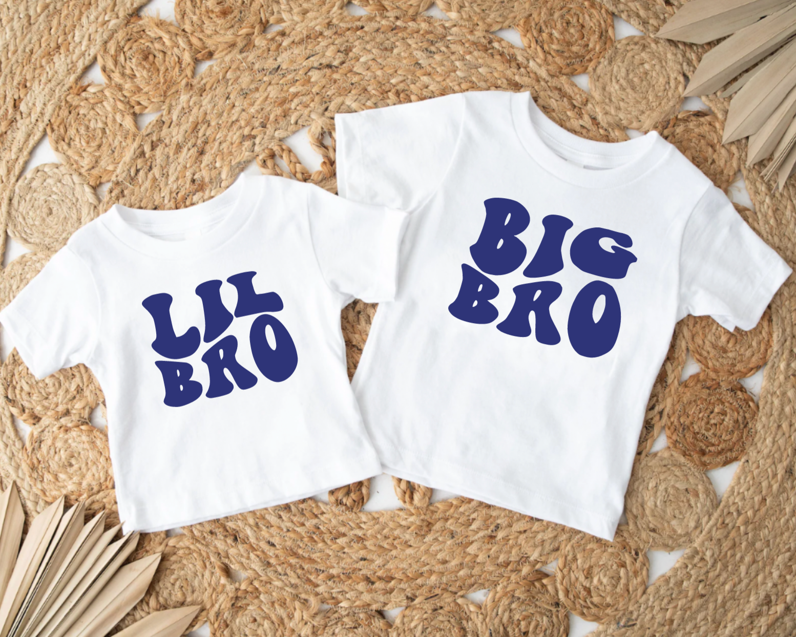 Big Bro Lil Bro White and Navy Matching Tees Simply Stitched
