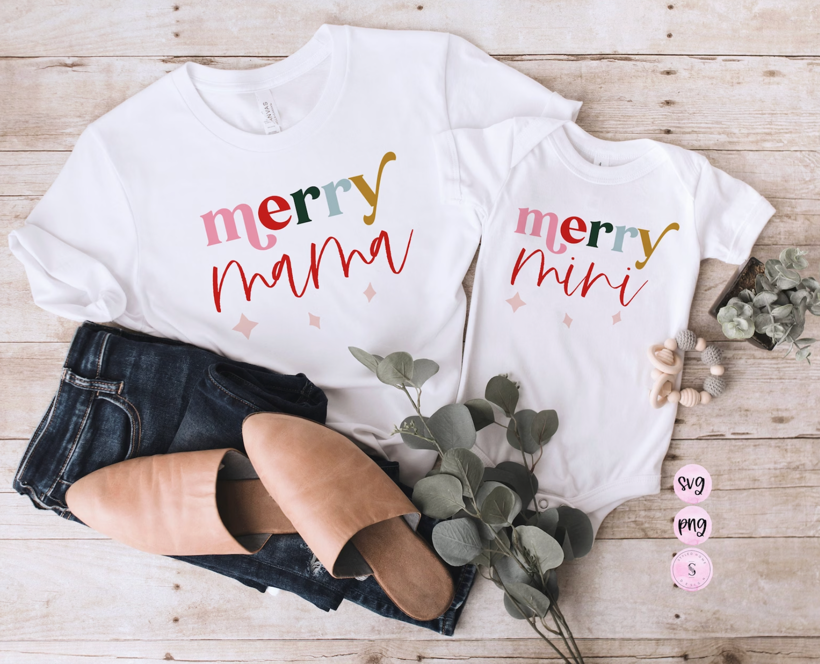 Merry Mama and Merry Mini Matching Tees