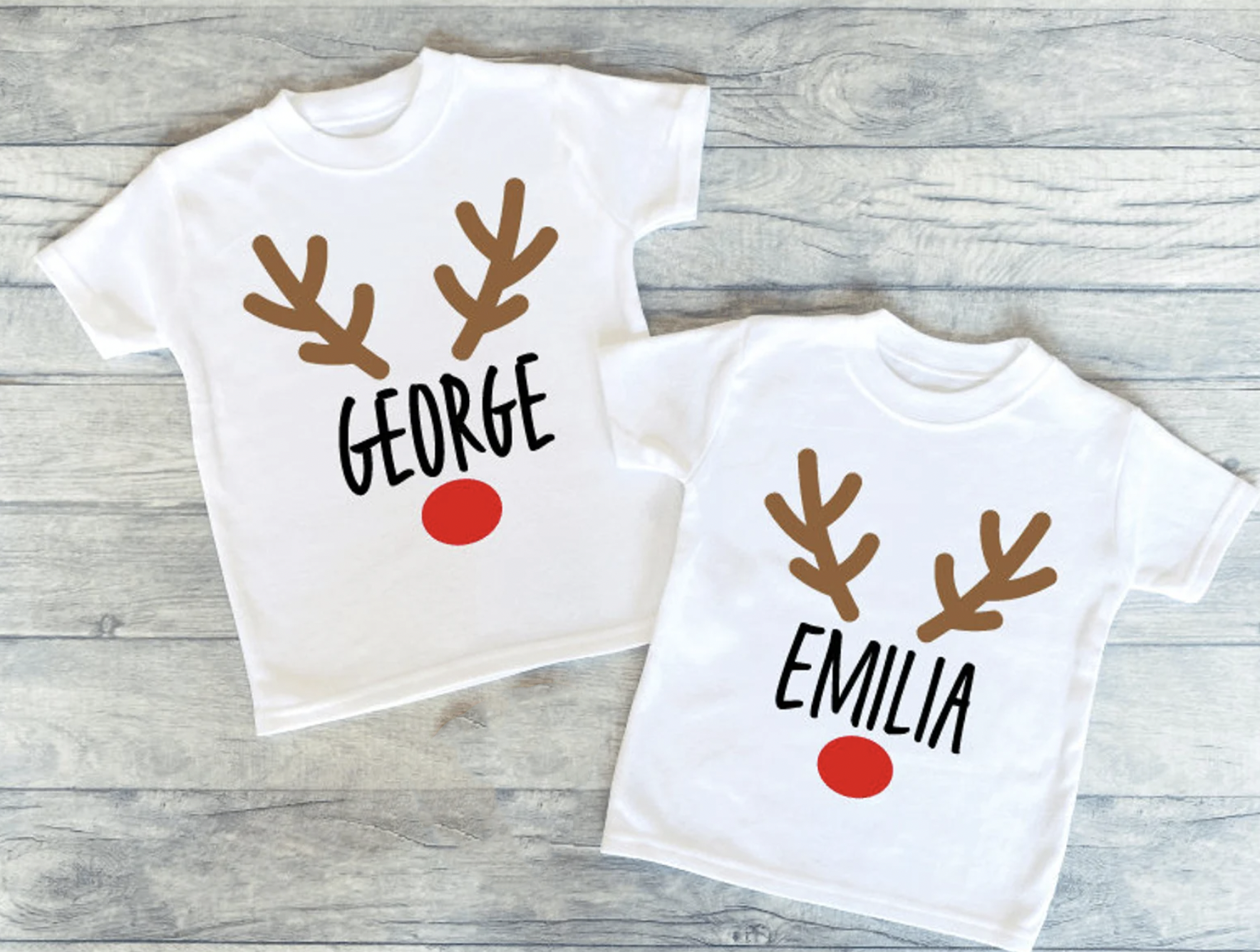 Personalized Christmas Reindeer Matching Tees