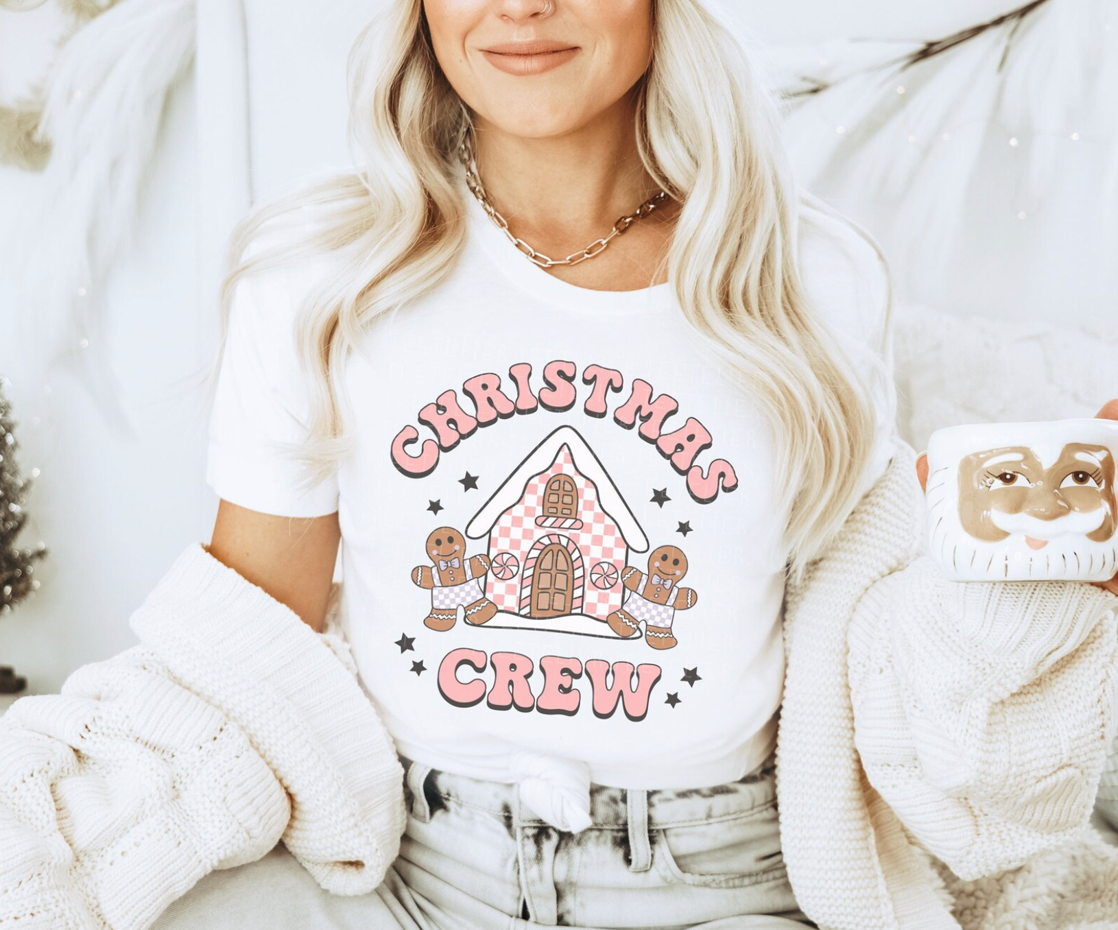 Matching Family Christmas Crew Gingerbread House White Shirts